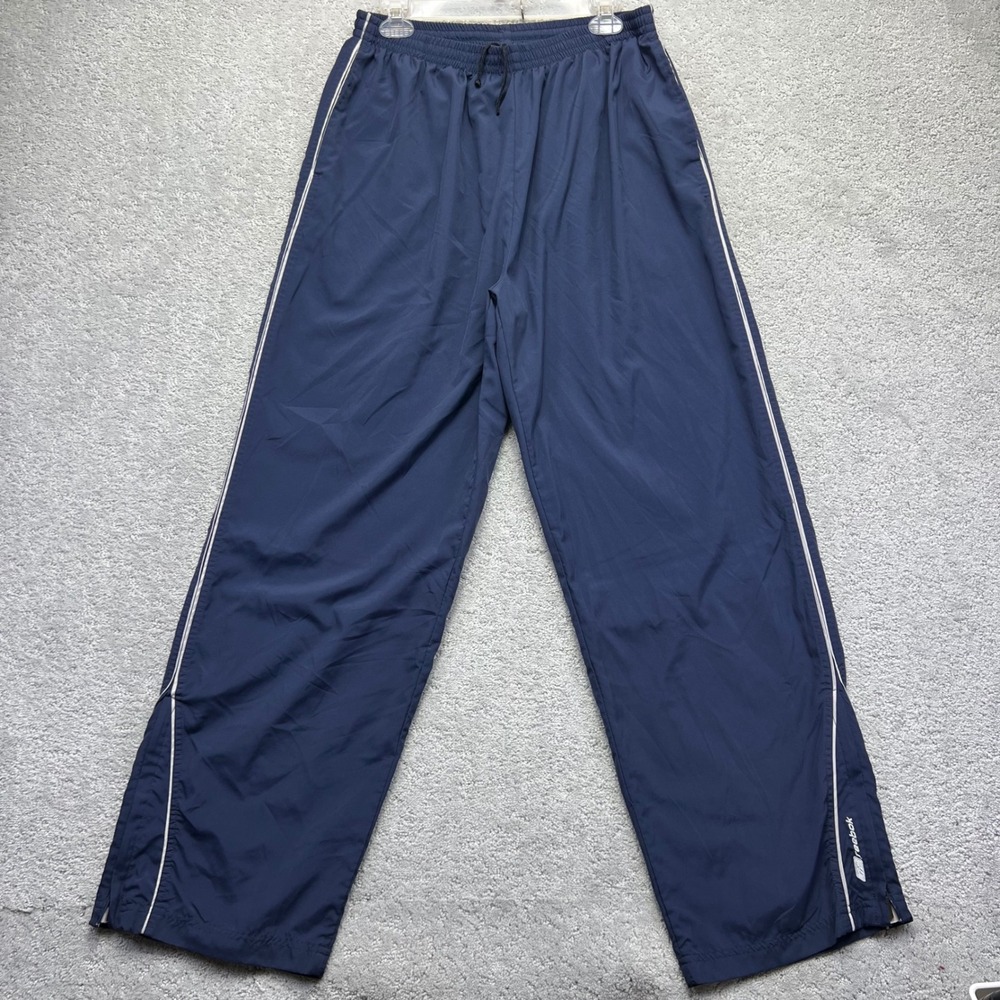 VINTAGE‎ Y2k Reebok Track Pants XL Navy Blue Mesh Lined Windbreaker Ankle Zip